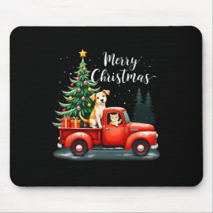 Frohe Weihnachts Red Truck mit Hund & Amp; Katzen Mousepad