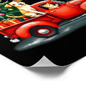 Frohe Weihnachts Red Truck mit Hund & Amp; Katzen  Poster (Ecke)