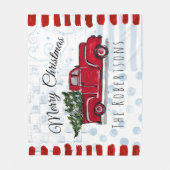 Frohe Weihnachts Red Truck Personalisiert Fleecedecke (Vorderseite)