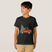 Frohe Weihnachts Red Truck Tree Light Familie T-Shirt (Vorne ganz)
