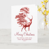 Frohe Weihnachts Red Vintag Deer Card Karte (Gelbe Blume)