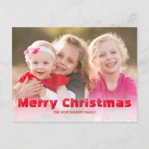 Frohe Weihnachts Red White Buffalo Karo Family Feiertagspostkarte