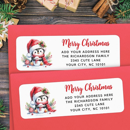 Frohe Weihnachts Red White Niedlich Pinguin Custom