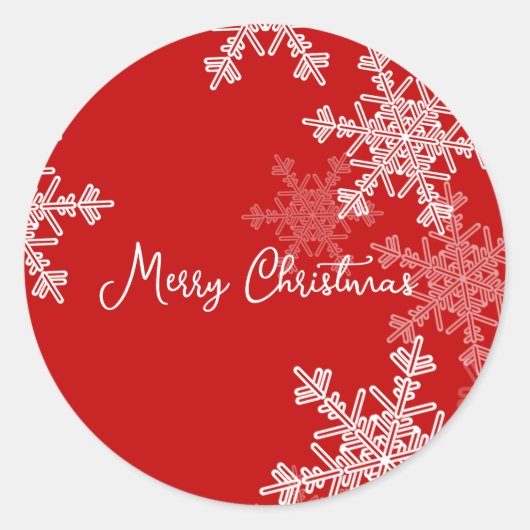 Frohe Weihnachts Red White Snowflake Minimalistisc Runder Aufkleber (Vorderseite)