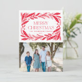 Frohe Weihnachts Red Wreath Einladung (Stehend Vorderseite)