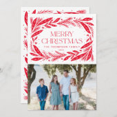 Frohe Weihnachts Red Wreath Einladung (Vorne/Hinten)