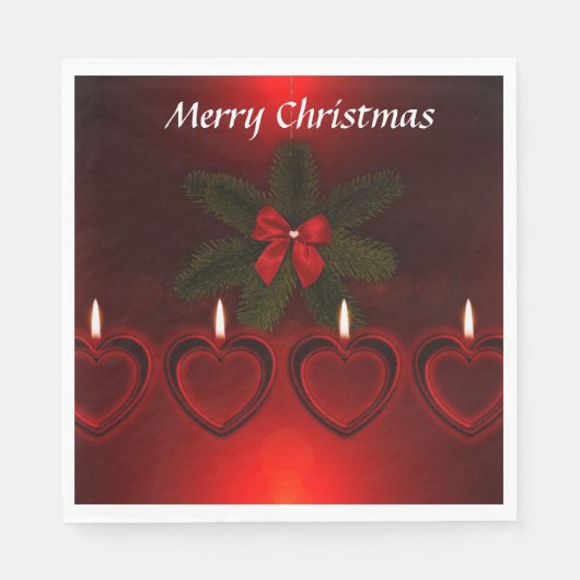 Frohe Weihnachts Red Wreath Ribbon Serviette (Vorderseite)
