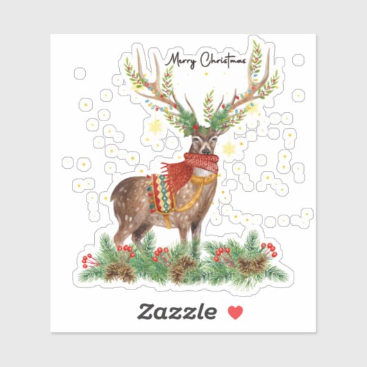 Frohe Weihnachts Reindeer Aufkleber (Blatt)