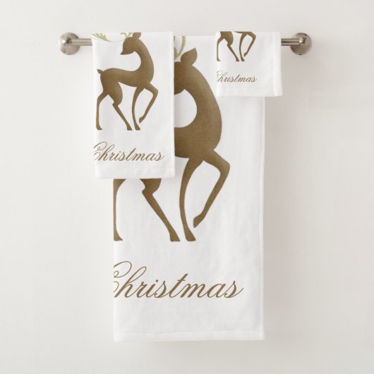 Frohe Weihnachts Reindeer Badhandtuch Set (Insitu)