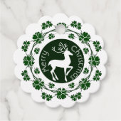 Frohe Weihnachts-Reindeer Blumengrün Kranz Niedlic Geschenkanhänger (Vorderseite)