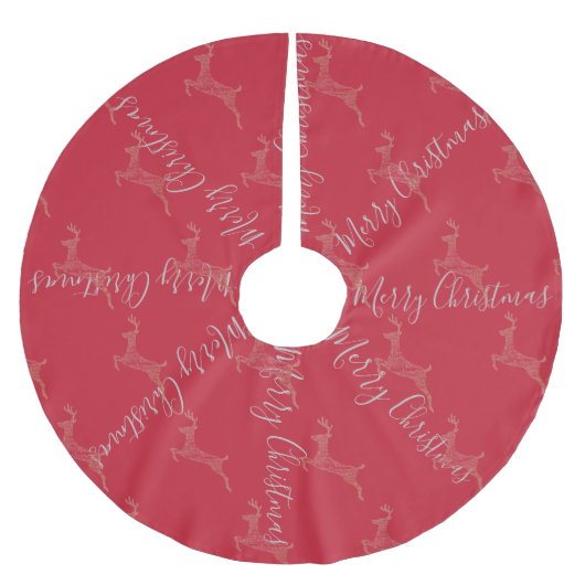 Frohe Weihnachts Reindeer Brushed Polyester Tree S Polyester Weihnachtsbaumdecke (Vorderseite)