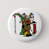 Frohe Weihnachts Reindeer Button (Vorderseite)