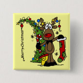 Frohe Weihnachts Reindeer Button (Vorderseite)