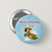 Frohe Weihnachts Reindeer Button (Vorne & Hinten)