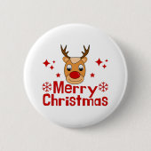 Frohe Weihnachts Reindeer Button (Vorderseite)