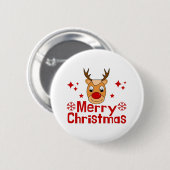 Frohe Weihnachts Reindeer Button (Vorne & Hinten)