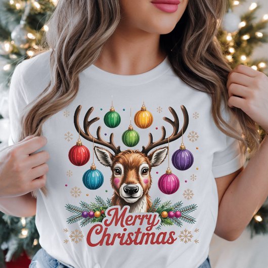 Frohe Weihnachts-Reindeer farbenfrohe Bauernfeiert T-Shirt