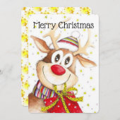 Frohe Weihnachts Reindeer Feiertagskarte (Vorne/Hinten)