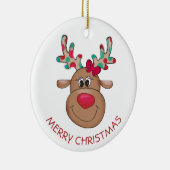 Frohe Weihnachts Reindeer Girl Keramik Ornament (Rechts)