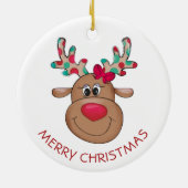Frohe Weihnachts Reindeer Girl Keramik Ornament (Hinten)