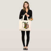 Frohe Weihnachts Reindeer Jumbo Stoffbeutel (Vorderseite (Model))