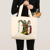 Frohe Weihnachts Reindeer Jumbo Stoffbeutel (Vorderseite (Produkt))