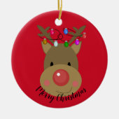 Frohe Weihnachts Reindeer Keramik Ornament (Vorne)