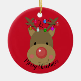 Frohe Weihnachts Reindeer Keramik Ornament