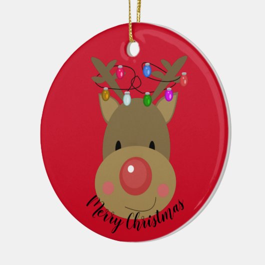 Frohe Weihnachts Reindeer Keramik Ornament (Links)