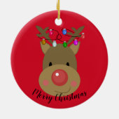 Frohe Weihnachts Reindeer Keramik Ornament (Hinten)