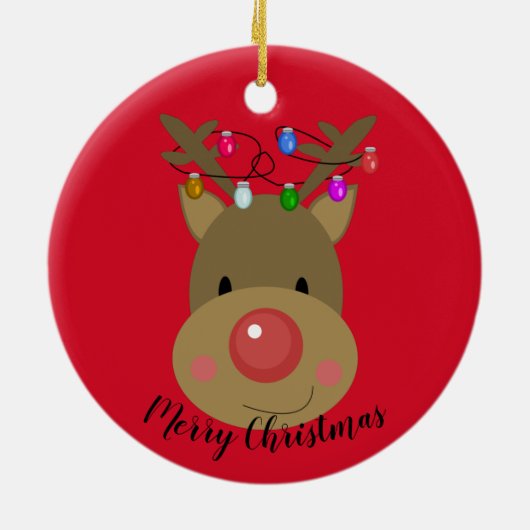 Frohe Weihnachts Reindeer Keramik Ornament (Hinten)