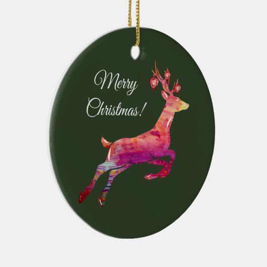 Frohe Weihnachts Reindeer Keramik Ornament (Rechts)