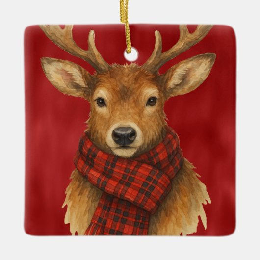 Frohe Weihnachts Reindeer Keramikornament (Vorderseite)