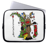 Frohe Weihnachts Reindeer Laptopschutzhülle (Vorderseite)