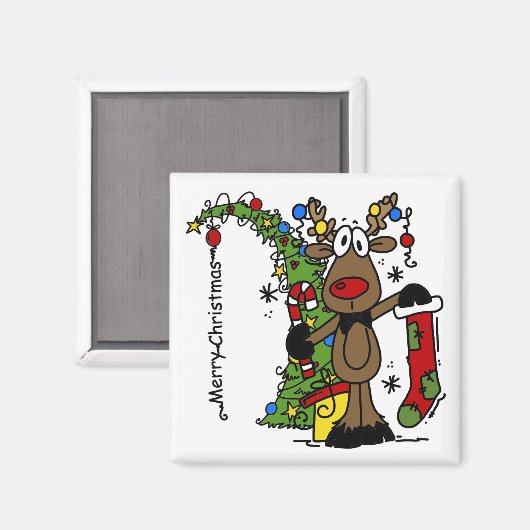 Frohe Weihnachts Reindeer Magnet (Vorderseite/Rückseite)