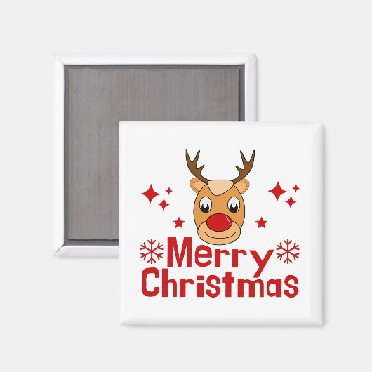 Frohe Weihnachts Reindeer Magnet (Vorderseite/Rückseite)