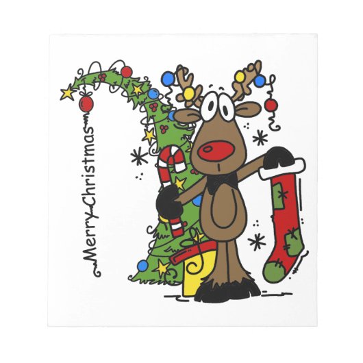 Frohe Weihnachts Reindeer Notizblock (Vorderseite)