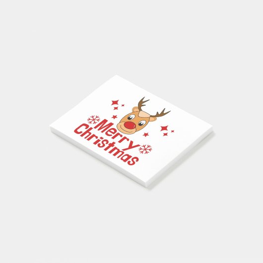 Frohe Weihnachts Reindeer Post-it Klebezettel (angewinkelt)