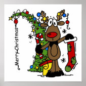 Frohe Weihnachts Reindeer Poster (Vorne)