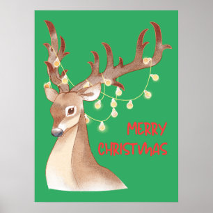 Frohe Weihnachts Reindeer Poster