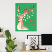 Frohe Weihnachts Reindeer Poster (Heimbüro)