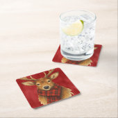 Frohe Weihnachts Reindeer Rechteckiger Pappuntersetzer (Vor Ort)