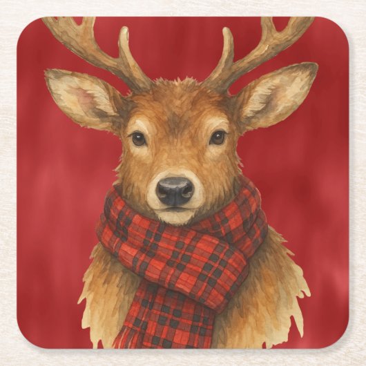 Frohe Weihnachts Reindeer Rechteckiger Pappuntersetzer (Vorderseite)