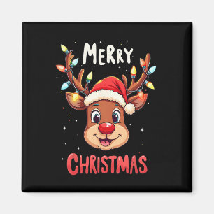 Frohe Weihnachts-Reindeer Red Santa Xmas Familie M Magnet