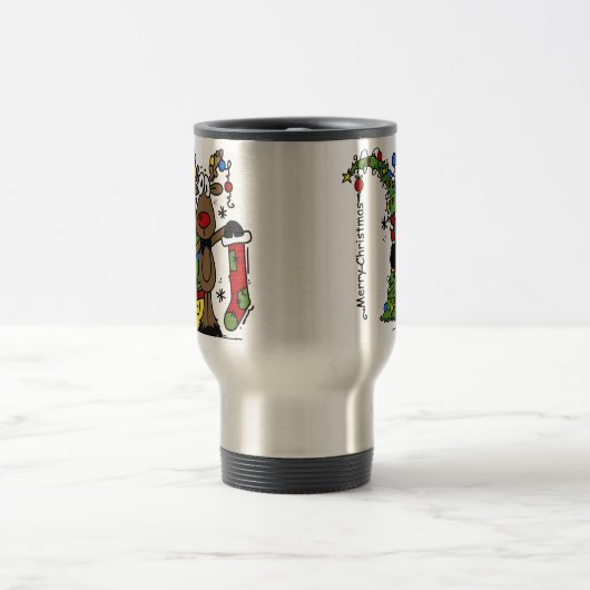 Frohe Weihnachts Reindeer Reisebecher (Mittel)