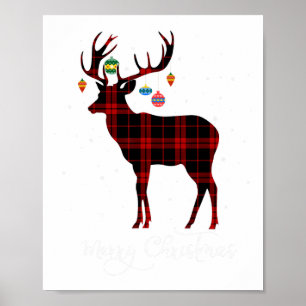 Frohe Weihnachts-Reindeer Roter Karierter Schneefl Poster