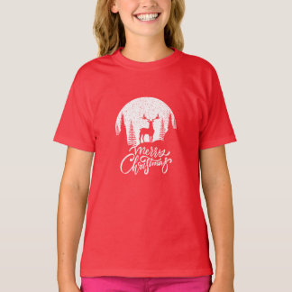 Frohe Weihnachts-Reindeer - Silhouette für den wei T-Shirt