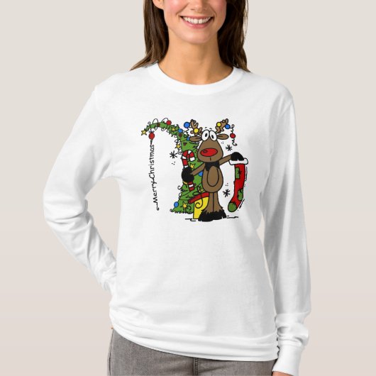Frohe Weihnachts Reindeer T-Shirt (Vorderseite)