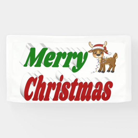 Frohe Weihnachts-Reindeer-Typografie Banner (Horizontal)