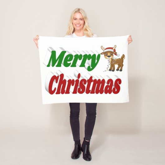 Frohe Weihnachts-Reindeer-Typografie Fleecedecke (Beispiel)